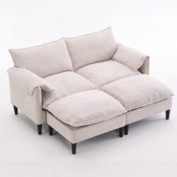 Convertible Combination Sofa, Sofa U Shaped, Sofa With Footstools With Storage Sofa For Living Room, Living Room 2 Seater Combination Sofa - Beige