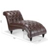 Tufted Armless Chaise Lounge - Dark Brown - Image 3