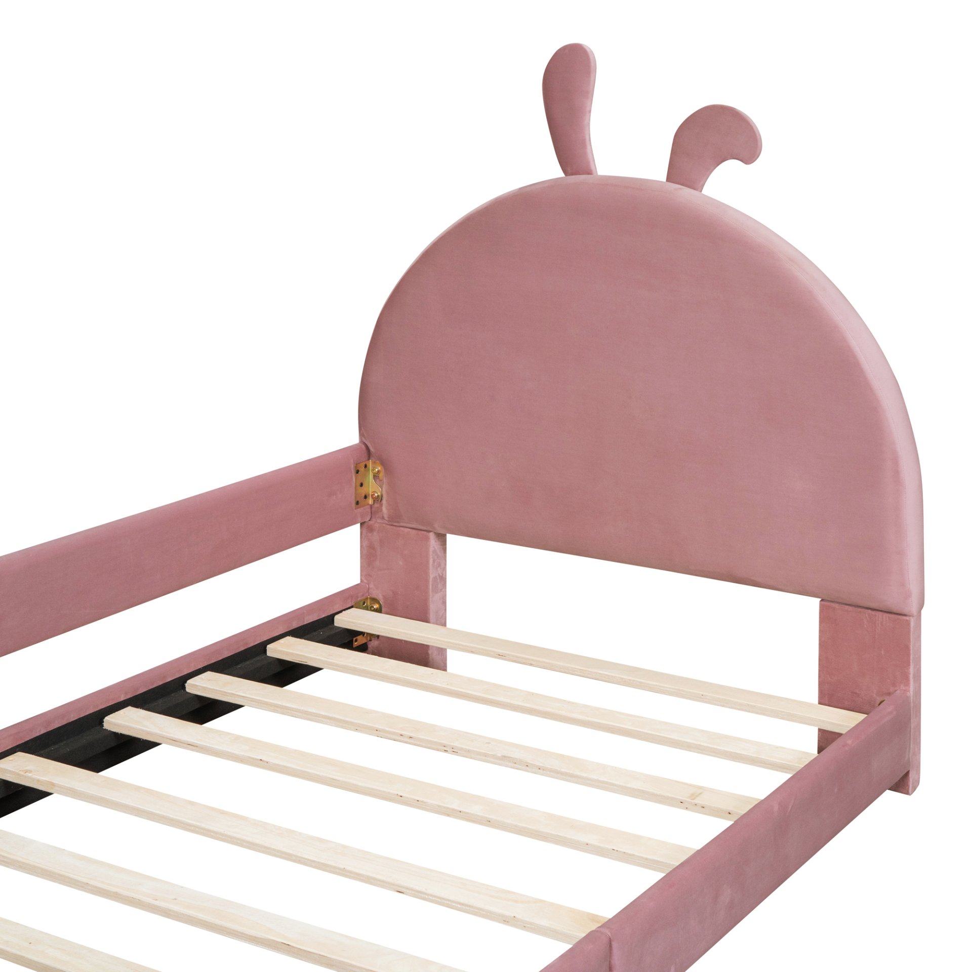 Twin Size Upholstered Daybed With Rabbit Ear Shaped Headboard - Pink - Image 8