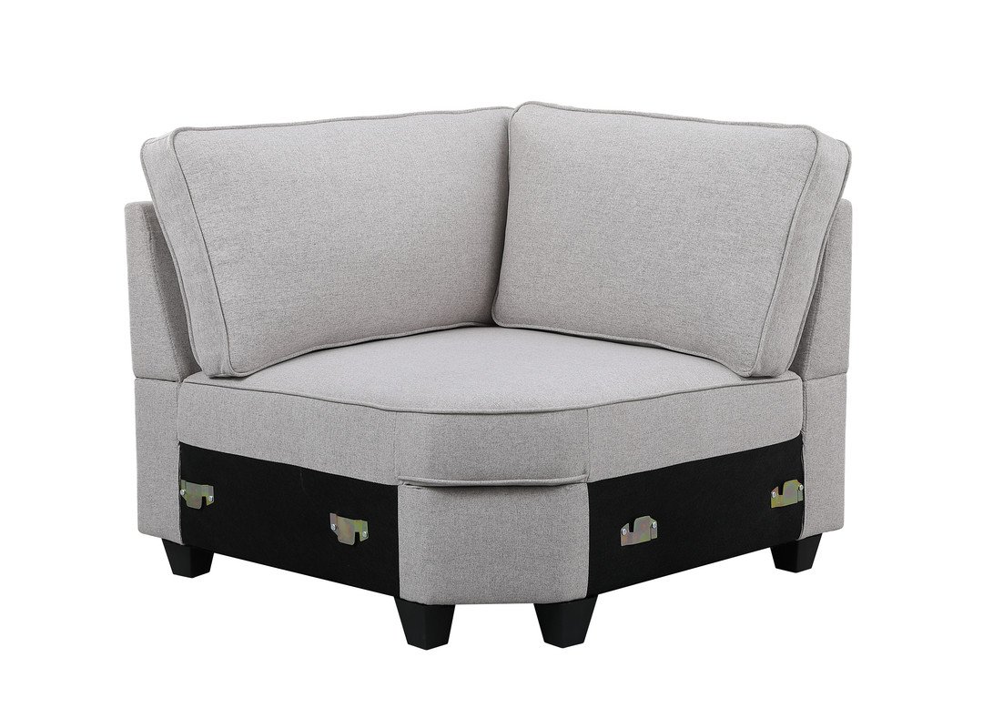 Leo - 8 Piece Modular L-Shape Sectional Sofa And Ottoman - Light Gray - Image 8