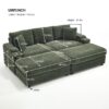 Convertible Sectional Sofa Bed Set With Armrest Storage, Cup Holder, USB, 4 Seater - Green - Image 3
