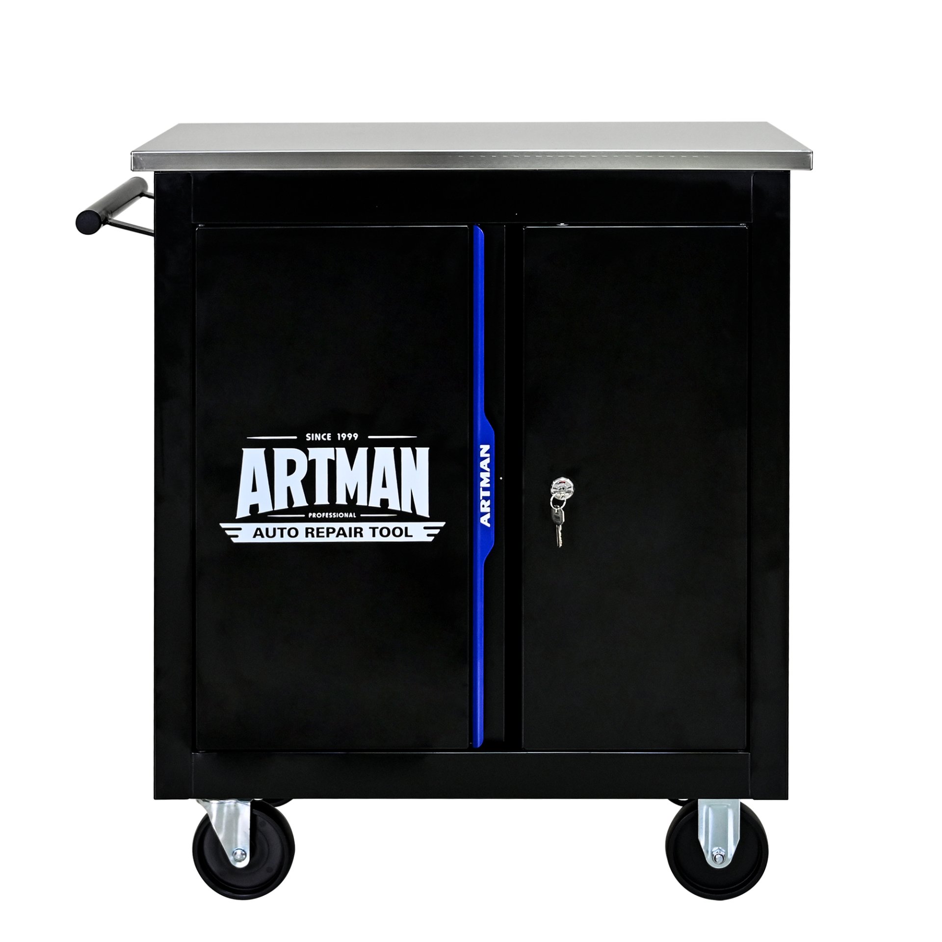 Movable Lockable Double Door Partition With Lock Multi Functional Hardware Storage Tool Car Auto Repair Locker - Black / Blue - Image 9