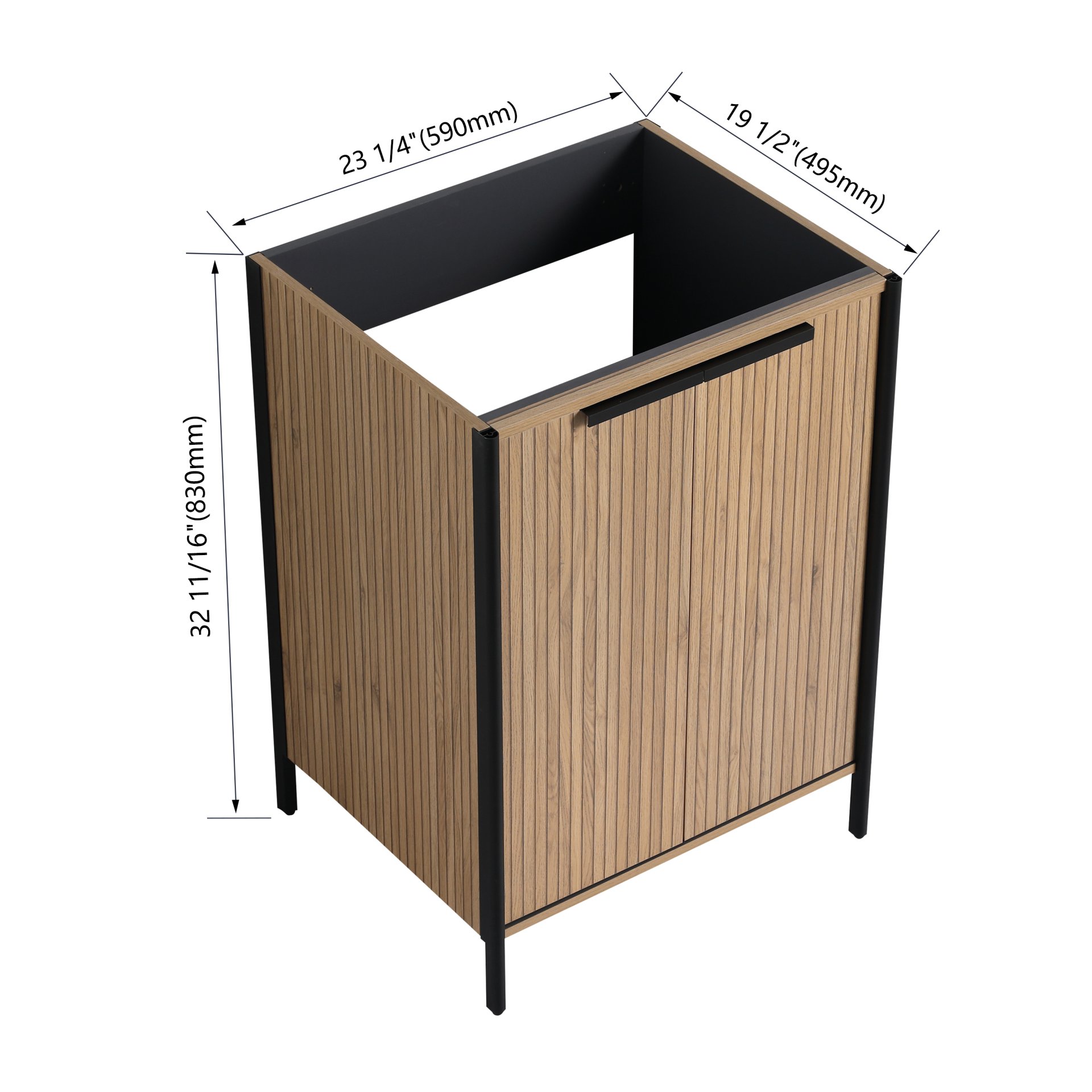 Modern Style Freestanding Bathroom Vanity With Adjustable Shelves, Excluding Sink - Light Coffee - Image 3