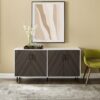 Mid-Century Modern Faux Bookmatch Door Buffet - Ash Brown / Solid White - Image 5
