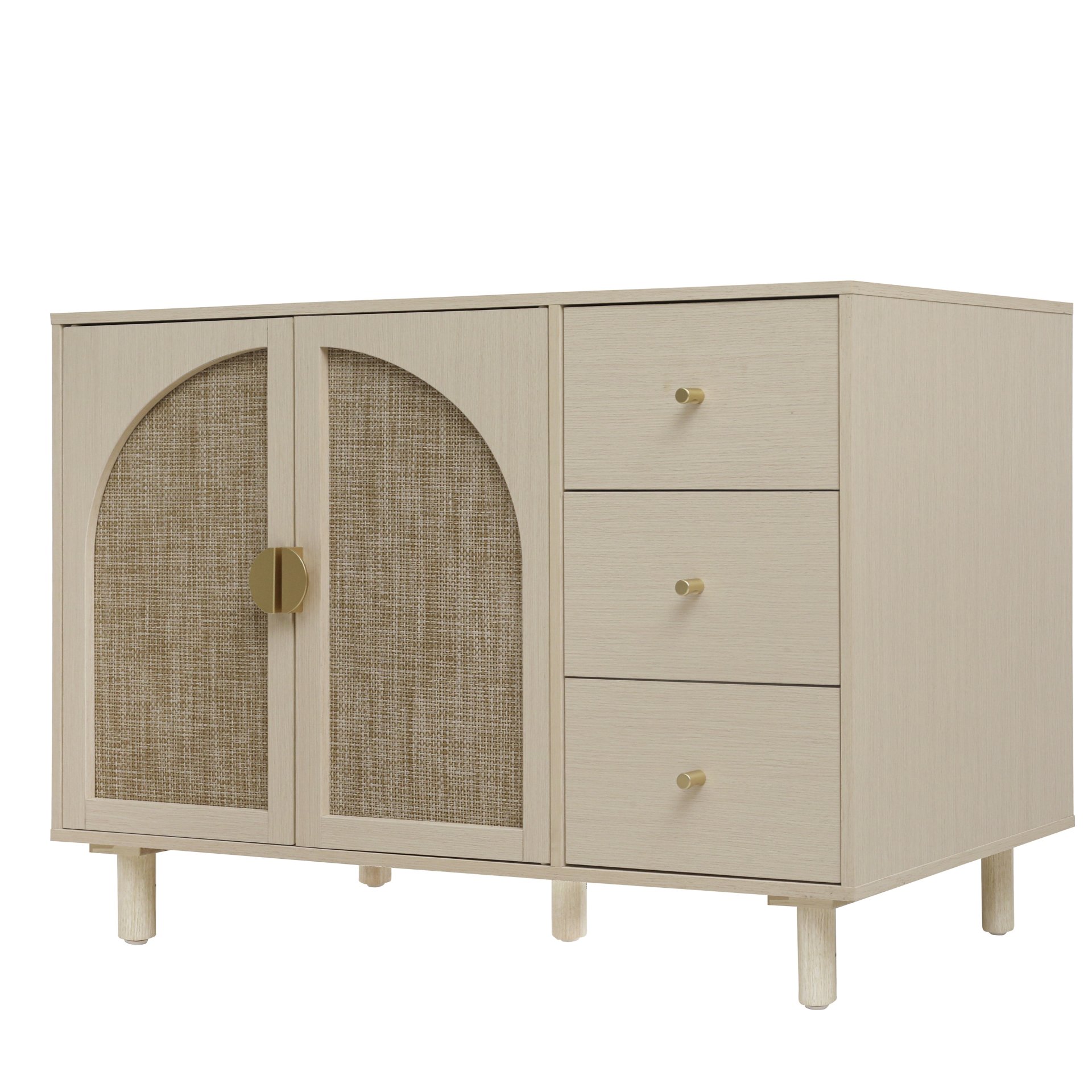 2 Door 3 Drawer Cabinet, Suitable For Bedroom - Natural - Image 8