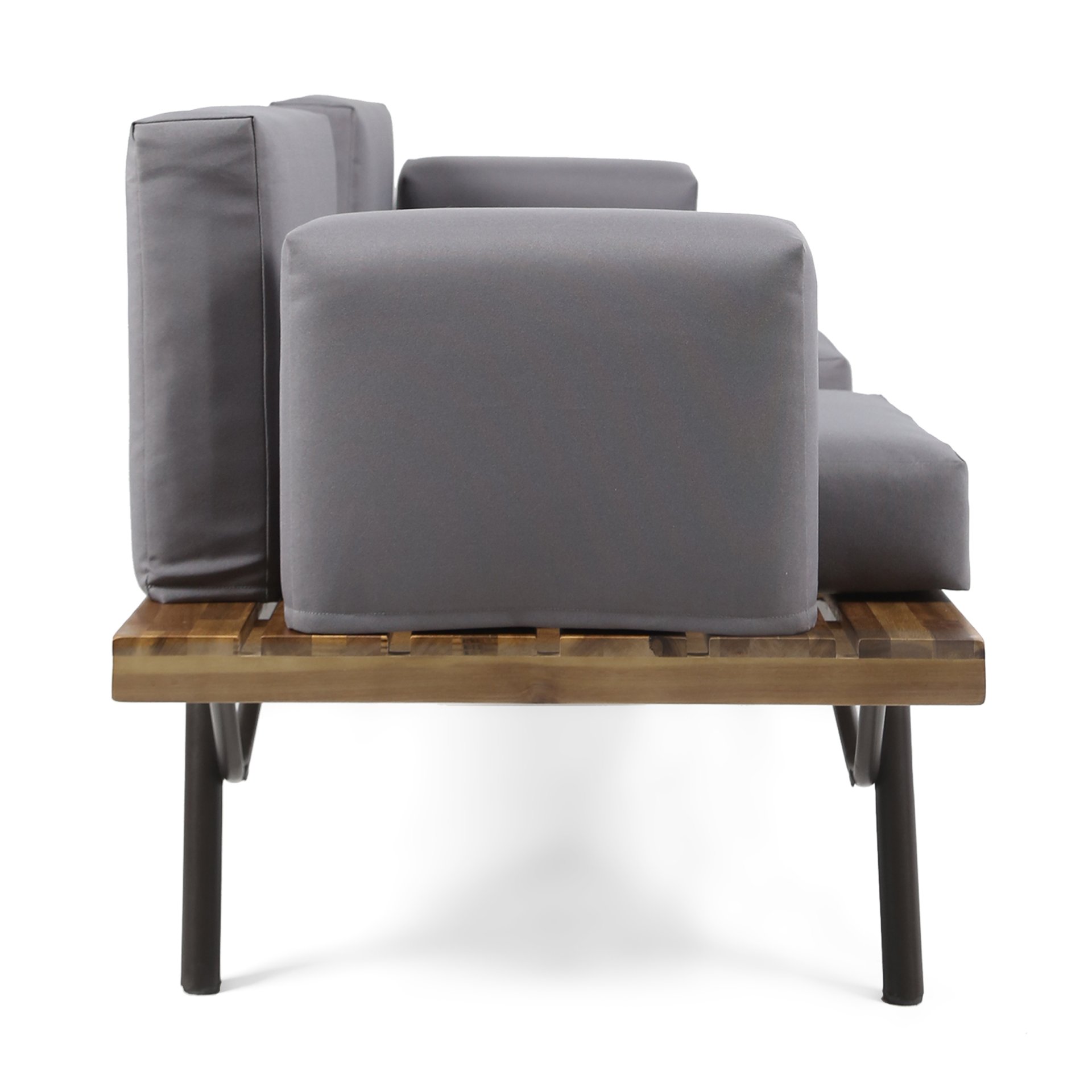Outdoor Sofa With Cushions And Iron Legs - Dark Gray - Image 5