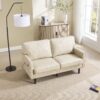 Mid Century Modern Loveseat Sofa, 2 Seater With USB & Removable Pillow Cover - Camel - Image 10