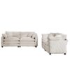 Modern Fabric Living Room Sofa 2 Pieces Set With 8 Cushions Corduroy Upholstery, Large Deep Seat - Beige - Image 15