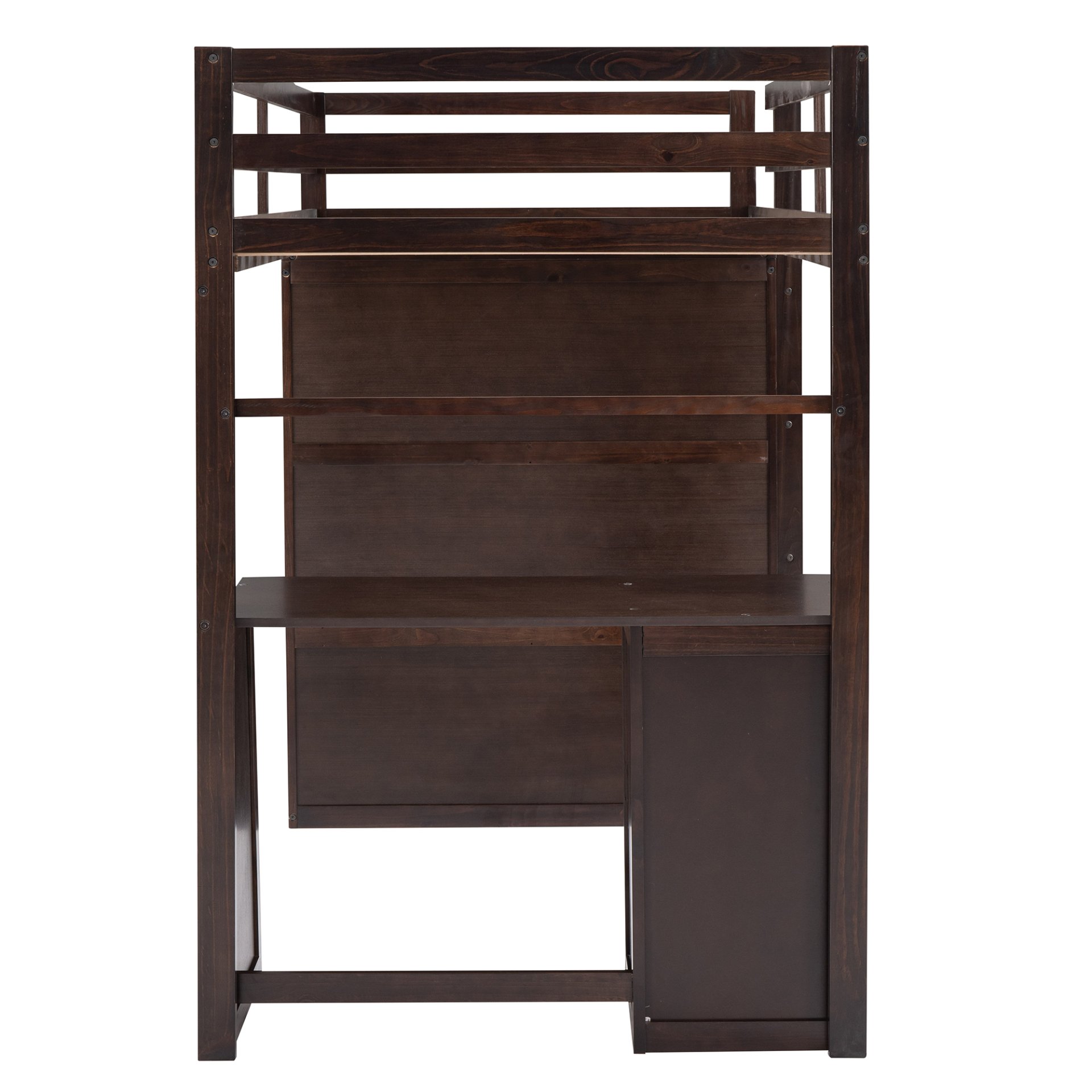 Twin Size Loft Bed With Drawers, Desk, And Wardrobe - Espresso - Image 17