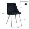 Modern Velvet Dining Chair With Chrome Metal Legs For Home And Office (Set of 4) - Black - Image 3