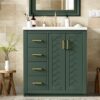 Bathroom Vanity With Ceramic Sink Combo, Frame Bathroom Storage Cabinet, Freestanding Vanity Set With 3 Drawers & Soft Closing Doors - Green - Image 27