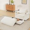 Modern Style Armchair Chaise Lounge Sofa Couch With Movable Storage Ottoman, USB Ports, Cup Holders, Phone Holder Chenille - Beige - Image 13