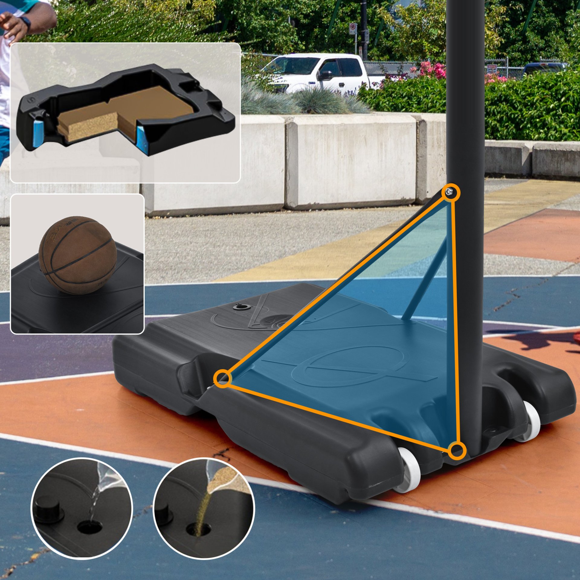 Portable Basketball Hoop Basketball System 4.76-10Ft Height Adjustable For Youth Adults LED Basketball Hoop Lights, Colorful Lights, Waterproof, Super Bright To Play At Night Outdoors, Good Gift For Kid - Black - Image 7