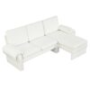 Convertible Futon Sofa Bed Futon Sofa Couch With An Adjustable Backrest, A Reversible Chaise Lounge And 2 Removable Armrest Pillows For Living Room - Beige - Image 16