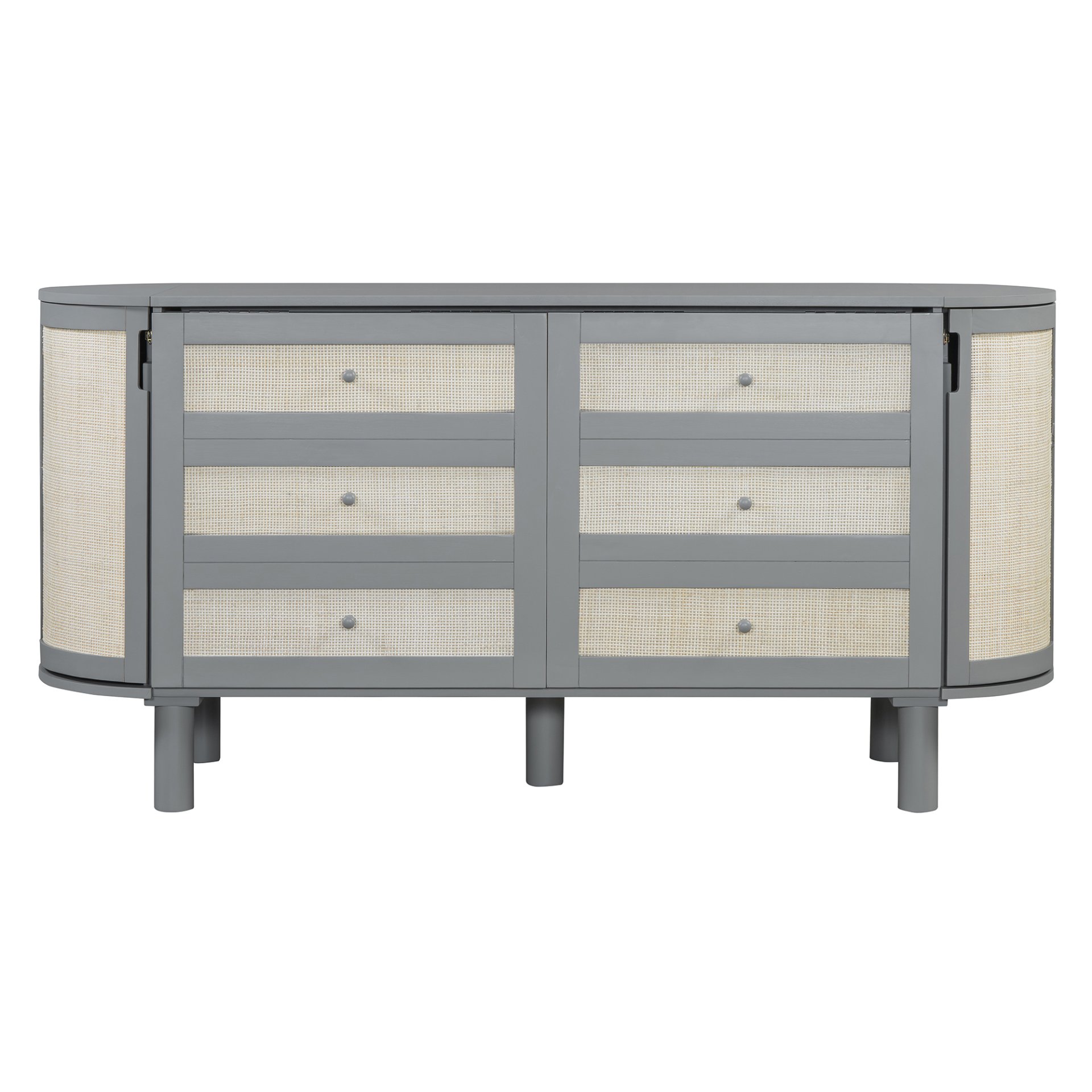 Queen Murphy Bed With Hidden Storage & Modern Woven Design - Gray - Image 3