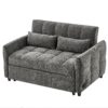 Loveseat Sofa Pull Out Sofa Bed Tufted Sleeper Sofa With An Adjustable Backrest, 3 USB Ports And 2 Lumbar Pillows For Living Room - Gray - Image 26