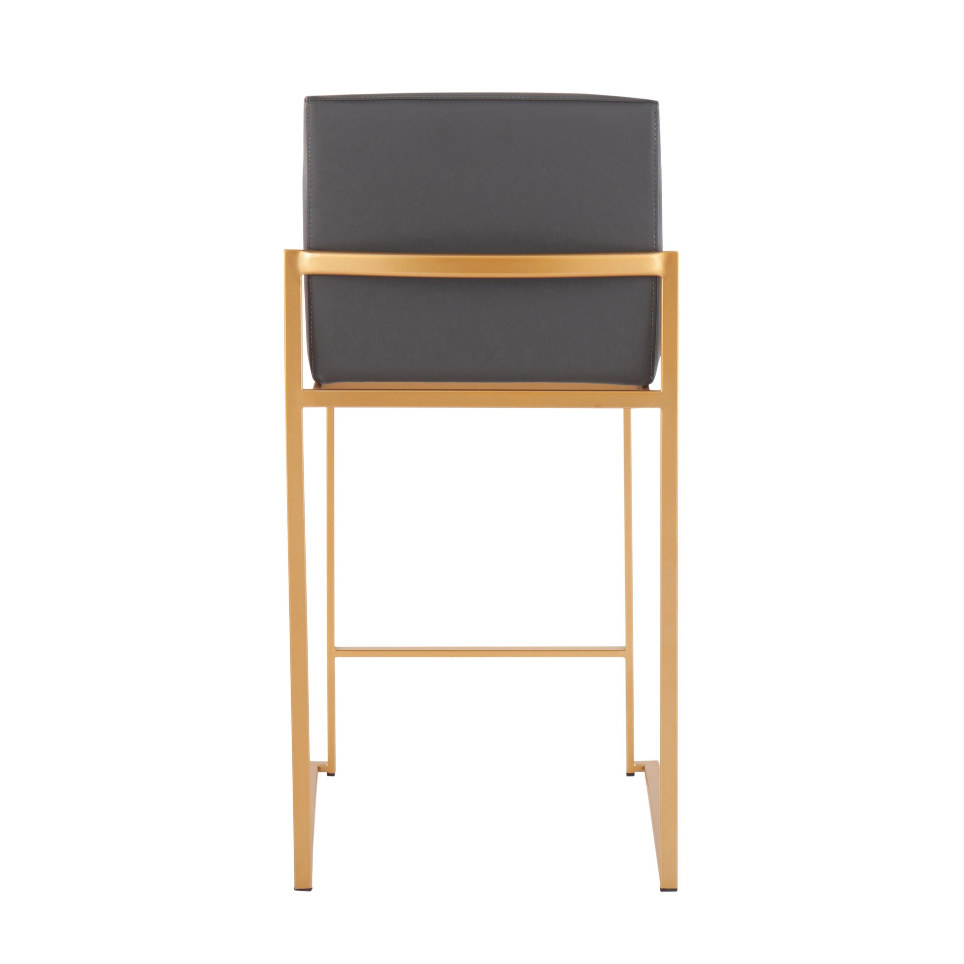 Fuji - Contemporary High Back Counter Stool (Set of 3) - Gold / Gray - Image 5