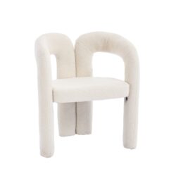 Contemporary Designed Velvet Fabric Upholstered Accent / Dining Chair Teddy Armchair (Set of 2) - Beige
