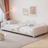 Twin Size Upholstered Daybed, Sherpa Fabric Sofabed With Cloud-Shaped Backrest, No Box - Spring Needed - White - Image 2