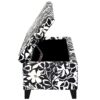 Luxury Storage Ottoman With Floral Patterned Fabric, Soft Close Hinges, Multi Functional Footrest & Seat - Black Floral / White - Image 8