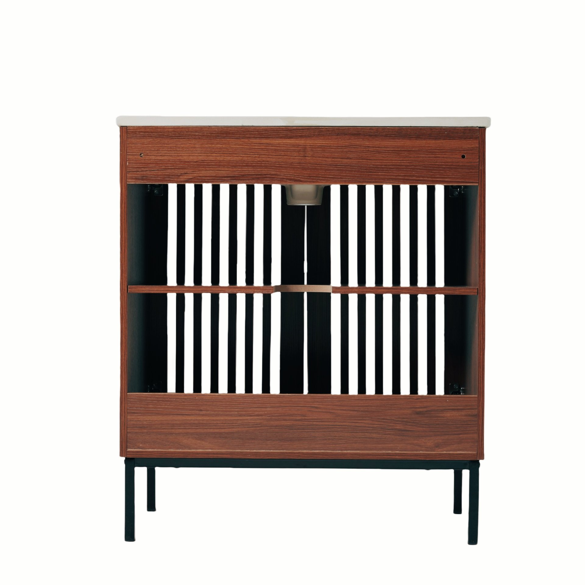 30" Vintage Bathroom Vanity With Ceramic Sink, Modern Bathroom Vanity Cabinet With 2 Soft Close Doors, Equpiied With 4 Sturdy Iron Legs - Antique Dark Brown - Image 22