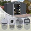 Large Metal Outdoor Storage Shed 8 0 Ft With Sliding Doors And Air Vent Steel Construction - Gray - Image 4