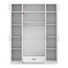 Contemporary 4 Door Wardrobe With Drawer And Top Cabinet - White - Image 6