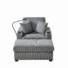 Oversized Chaise Lounge Chair With Ottoman And Storage, Comfy Reclining Chair Corduroy With Cup Holder And USB Port - Gray - Image 8