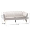 Modern Glam 3 Seater Sofa With Velvet Texture And Iron Legs - Beige - Image 3