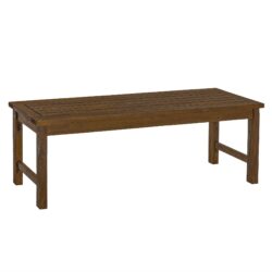 Modern Slat Top Solid Wood Patio Bench - Dark Brown