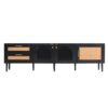 Rattan TV Stand With 3 Cabinets & 2 Drawers, Rattan-Inspired Media Console Table For Tvs Up To 80'', LED Light Entertainment Center, TV Cabinet For Living Room - Black - Image 10