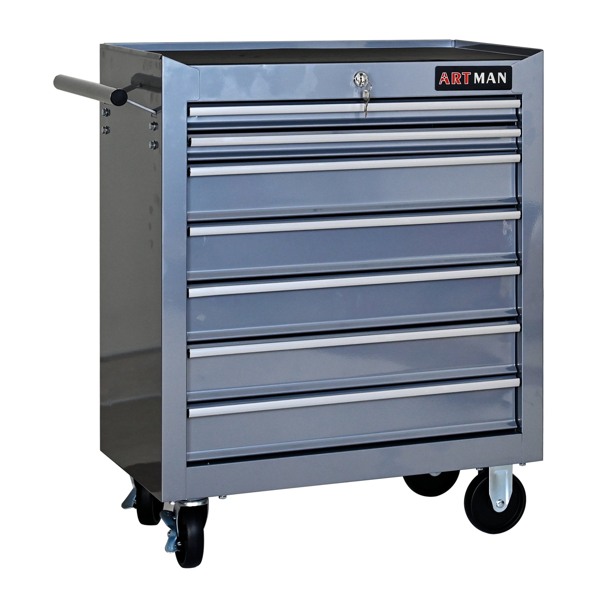 7 Drawers Multifunctional Tool Cart With Wheels - Sliver - Image 8