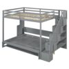 Full Over Full Size Murphy Bed With Hydraulic Lift & Desk Design - Gray - Image 10