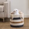 Gregory - Cotton Round Laundry And Storage Basket Medium - Brown / White / Gray - Image 8