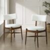Mid Century Modern Dining Chairs With Upholstered Seat - Walnut / Beige - Image 4