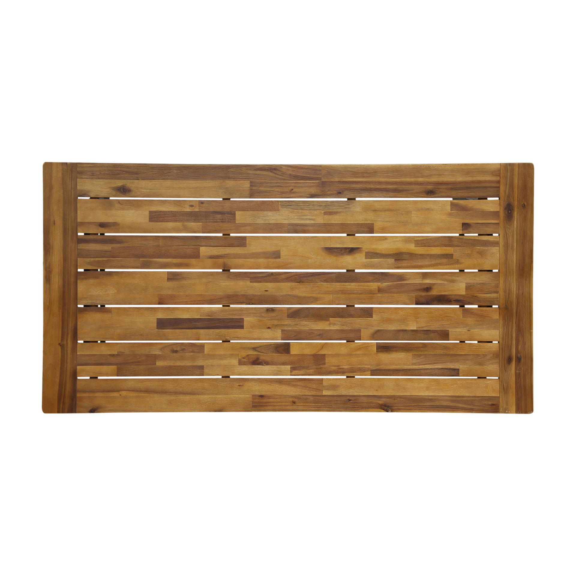 7 Piece Outdoor Dining Set With Acacia Wood Table And Iron Frame Chairs - Gray / Natural - Image 16