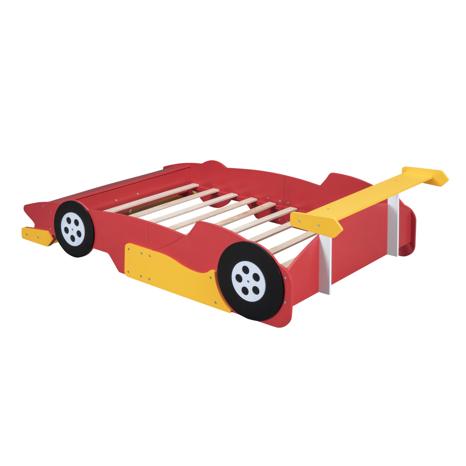 Full Size Race Car Shaped Platform Bed With Wheels - Red - Image 4