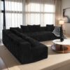 Modular U Shaped Sectional Sofa, 4 Seater Chaise Lounge With Reversible Design - Black - Image 5