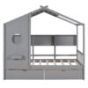 Twin Size House Bed With 2 Drawers, Kids Bed With Storage Shelf - Gray - Image 3