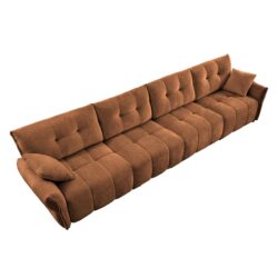 Modern 4 Seater Sofa With Solid Wood Frame, High Resilience Cushions - Burnt Orange
