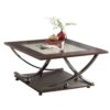 Isiah - Clear Glass Nickel Coffee Table - Dark Brown - Image 7
