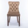 Nikki - Modern, High-End Tufted Solid Wood Contemporary Velvet Upholstered Dining Chair With Wood Legs Nailhead Trim (Set of 2) - Khaki - Image 3