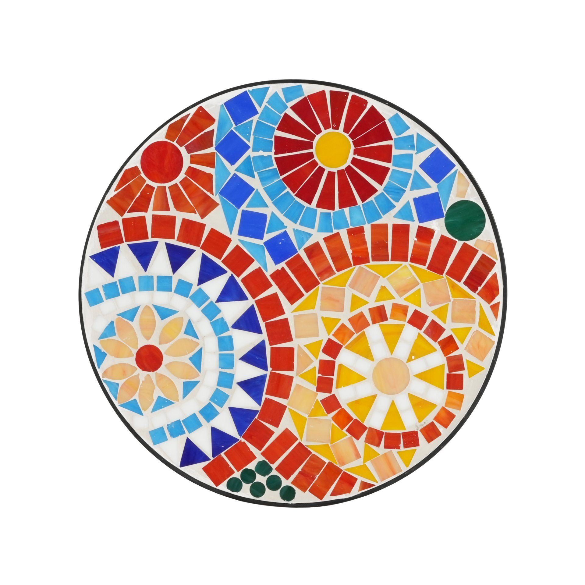 Outdoor Side Table With Ceramic Tile Top And Powder Coated Steel Frame - Black / Colorful - Image 9