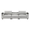 Sectional With Bluetooth Speaker Comfy Cloud Couch Set With Drop Down Table Cup Holders, USB Charger Storage Armrest Wide Seat Sofa - Gray - Image 2