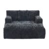 Chenille Interior Lazy Sofa Chaise Lounge Armchair With 3 Pillows And Armrests, Soft Chenille - Black - Image 15