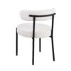 Dining Chairs (Set of 2) Round Upholstered Boucle Dining Room Chairs Mid-Century Modern Kitchen Chairs Curved Backrest Chairs For Dining Room Metal Legs - White / Black - Image 5