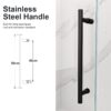Frameless Single Sliding Shower Door Clear Tempered Glass - Matte Black - Image 9
