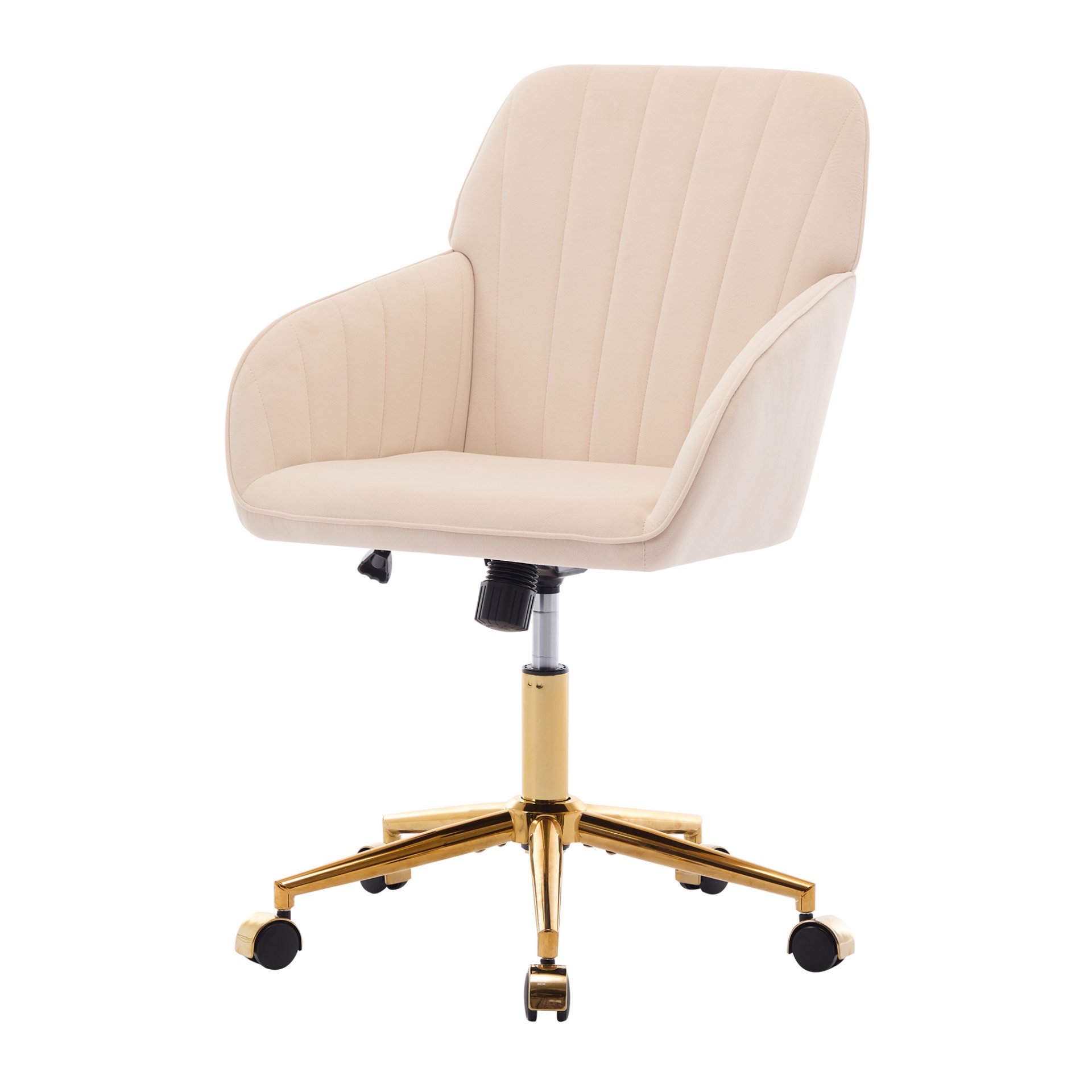 Ergonomic Office Chair With Swivel Function, Velvet, Comfortable For Long Sitting - Khaki - Image 6