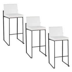 Fuji - Contemporary High Back Barstool (Set of 3) - White / Black