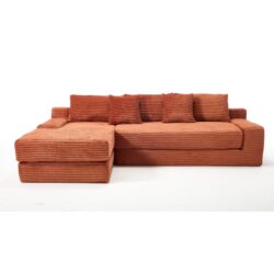 L Shaped Sectional Couch With Memory Foam & Steel Frame Convertible Sofa Bed - Orange
